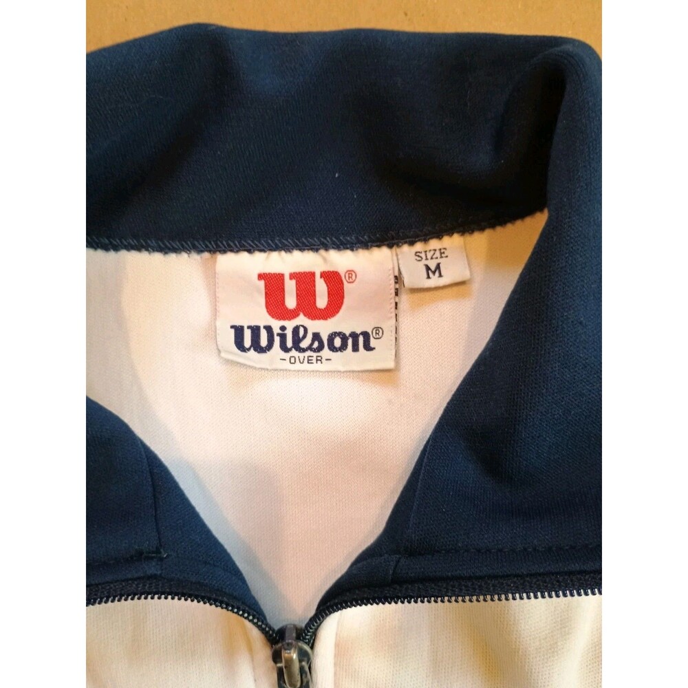 Vintage Wilson Track Jacket Mens Medium Navy White Red Athletic Zip Up Retro - Picture 3 of 5